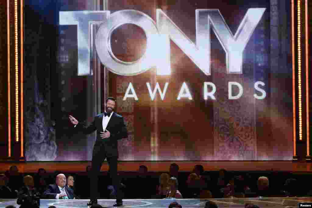 Show host Hugh Jackman performs onstage during the American Theatre Wing's 68th annual Tony Awards at Radio City Music Hall in New York, June 8, 2014.