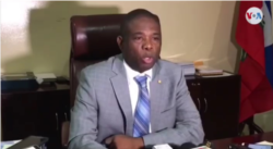Senator Carl Murat Cantave, President of the Haitian Senate, speaks to reporters in his office in Port-au-Prince, Haiti. (Photo: Renan Toussaint)