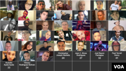 Jerin hotunan mutanen da aka kashe a gidan rawan 'yan luwadu a Orlando. 