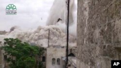 Blast Destroys Hotel in Historic Aleppo District