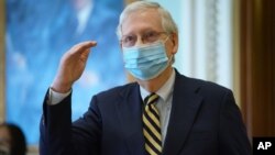 资料照：参议院多数党领袖麦康奈尔（Senate Majority Leader Mitch McConnell, R-KY）2020年9月21日在国会山发表讲话。