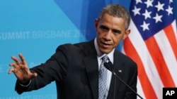 A Brisbane, le président Barack Obama s'est félicité de ce que le pacte de croissance entre les pays du G20 puisse créer des emplois pour des Américains (AP)
