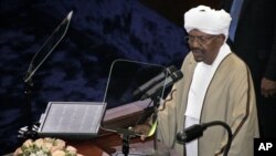 Incumbent President Omar al-Bashir, who was recently re-elected in a landslide that extended his 25-year-old rule, speaks after being sworn in at the Sudanese National Assembly in Khartoum, June 2, 2015.