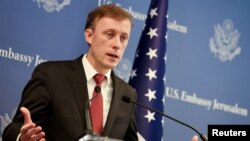 Советник президента США по национальной безопасности Джейк Салливан на брифинге для прессы в Тель-Авиве. 15 декабря 2023г.