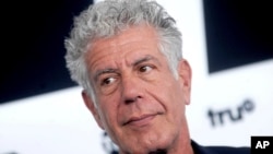 Anthony Bourdain is seen at the 2017 Turner Upfront in New York City, May 17, 2017.