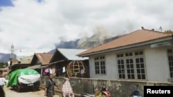 Un glissement de terrain après un tremblement de terre à Lombok, en Indonésie, le 19 août 2018