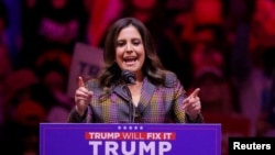 ARCHIVO - La representante republicana Elise Stefanik en un evento de campaña del candidato Donald Trump en el Madison Square Garden de Nueva York el 27 de octubre del 2024.