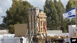 FILE - The David's Sling Air Defense System is seen during a ceremony inaugurating a joint U.S.-Israeli missile interceptor at the Hatzor Air Base, Israel, April 2, 2017. 