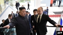 俄羅斯總統普京2019年會見朝鮮領導人金正恩。（資料圖片）