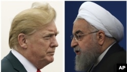 En esta combinación de dos fotos, el presidente de EE.UU., Donald Trump, a la izquierda y el presidente iraní Hassan Rouhani.