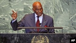 Le président Abdoulaye Wade à la tribune de l'ONU (sept. 2011)