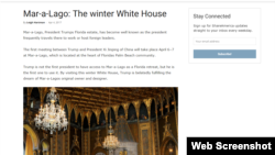 An archived screenshot of a U.S. State Department article about President Donald Trump's Florida estate, Mar-a-Lago.