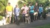 These pet owners and their charges, fleeing from Hurricane Florence, wound up at a Jacksonville, Florida, hotel. (N. Belfiore-Dulay)
