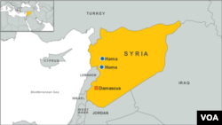 Homs, Hama, Damascus, Syria map