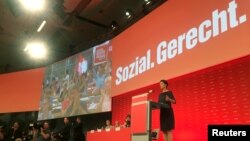 Sahra Wagenknecht, congrès du parti Die Linke, congress in Hanovre, Allemagne, le 11 juin 2017. 