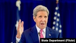 FILE - U.S. Secretary of State John Kerry delivers a speech about the Iran nuclear agreement before an audience of several hundred assembled on Sept. 2, 2015, in Philadelphia, Pennsylvania.