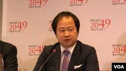 日本國際事務研究所主任小谷哲男2019年10月3日參加2049項目研究所美日台安全合作研討會（美國之音鍾辰芳拍攝）