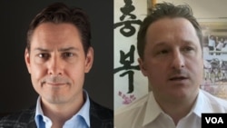 前加拿大外交官康明凱（左）和加拿大商人斯帕弗被中國當局逮捕