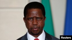Le président de la Zambie Edgar Lungu au Palais de l'Élysée, à Paris, le 8 février 2016.