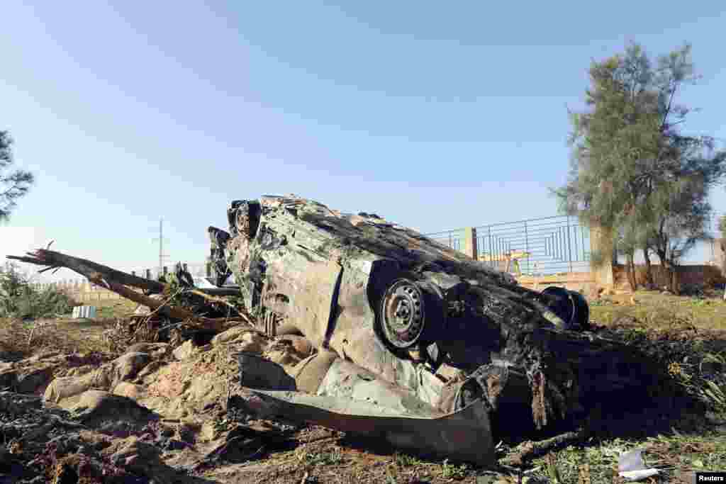 A suicide attacker blew himself up in front of the military base in Barsis, Libya, Dec. 22, 2013. 
