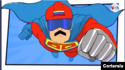Captura de pantalla del dibujo animado difundió, a través del canal del Estado, que retrata al presidente Nicolás Maduro como un superhéroe.