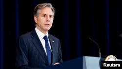 FILE - U.S. Secretary of State Antony Blinken speaks during a news conference at the State Department in Washington, Sept. 16, 2021. 