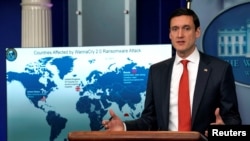 ARSIP - Tom Bossert, penasihat keamanan dalam negeri di bawah Presiden Donald Trump, melakukan konferensi pers dan secara publik menyalahkan Korea Utara untuk melancarkan serangan cyber yang dikenal sebagai WannaCry di Gedung Putih, Washington, D.C., 19 Desember 2017