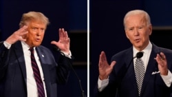 Predsednik Donald Tramp i bivši potpredsednik Džo Bajden za vreme prve predsedničke debate u Klivlendu, 29. septembra 2020.