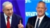 Le Premier ministre israélien Benjamin Netanyahu, à gauche, qui joue sa survie politique, est au coude-à-coude avec le parti centriste Bleu et blanc de Benny Gantz,à droite, ancien chef d'état-major de l'armée.
