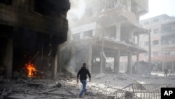 Douma, dans la Ghouta Orientale, le 9 fevrier 2018
