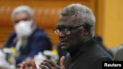 FILE: Perdana Menteri Kepulauan Solomon Manasseh Sogavare di Aula Besar Rakyat China di Beijing, 10 Juli 2023. (Andy Wong/Pool via REUTERS)