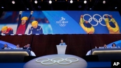 中国副总理刘延东在国际奥委会会议上为北京争取冬奥主办权发言（2015年7月31日)