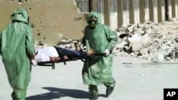 Pelatihan menghadapi korban tewas akibat serangan bahan kimia di Aleppo, Suriah. (Foto: Dok)