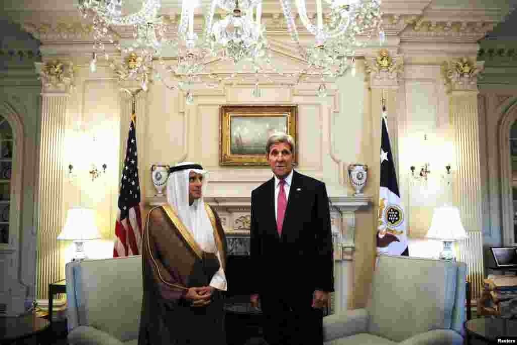 U.S. Secretary of State John Kerry meets with Saudi Foreign Minister Adel Al-Jubeir at the State Department in Washington, Sept. 2, 2015. 