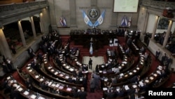 Congress members are seen at congress as they voted on Monday to preserve President Jimmy Morales's (not pictured) immunity from prosecution, in Guatemala City, Guatemala, Sept. 11, 2017. 