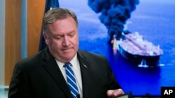 Le secrétaire d'État américain, Mike Pompeo, lors de son point de presse, sur la situation de crise dans le golfe, au Département d'État des États-Unis, le 13 juin 2019
