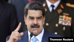 FILE - Venezuela's President Maduro is pictured during a news conference at Miraflores Palace in Caracas.