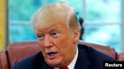 Presiden Amerika Serikat Donald Trump di Gedung Putih, Washington D.C., 20 Agustus 2018.
