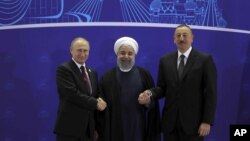 دیدار رؤسای جمهوری آذربایجان، ایران و روسیه در تهران - ۱ نوامبر ۲۰۱۷ 