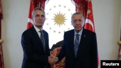Генсек НАТО Єнс Столтенберґ і президент Туреччини Реджеп Ердоган у Стамбулі, Туреччина, 4 червня 2023 р. Murat Cetinmuhurdar/Handout via REUTERS