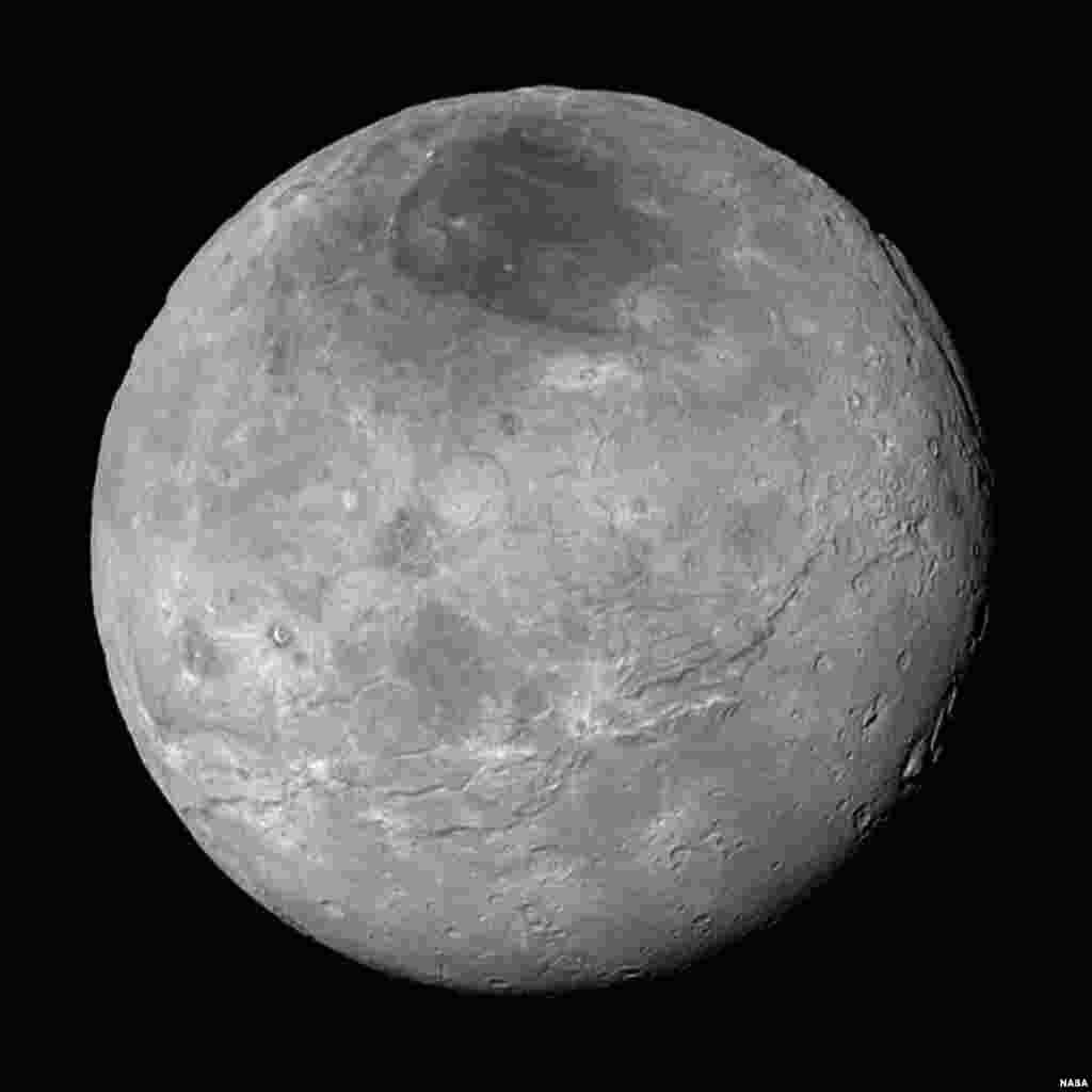 This image of Pluto’s largest moon Charon, taken by NASA’s New Horizons spacecraft 10 hours before its closest approach to Pluto on July 14, 2015 from a distance of 290,000 miles (470,000 kilometers), is a recently downlinked, much higher quality version