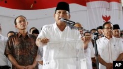 Prabowo Subianto dalam konferensi pers di Jakarta, Selasa, 22 Juli 2014.