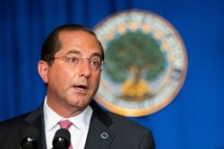 FILE - Department of Health and Human Services Secretary Alex Azar speaks during a White House Coronavirus Task Force briefing in Washington, July 8, 2020.