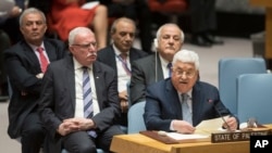 El presidente palestino Mahmoud Abbas habla durante una reunión del Consejo de Seguridad sobre la situación en Palestina, el martes 20 de febrero de 2018 en la sede de las Naciones Unidas.
