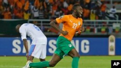 Les Elephants ivoiriens et les Léopards congolais font match nul 2-2 à Bata en Guinée Equatoriale le 4 février 2015.