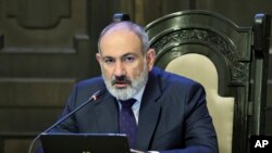 Премьер-министр Армении Никол Пашинян на заседании кабинета министров в Ереване, Армения, 22 сентября 2023 г.