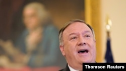 El secretario de Estado de Estados Unidos, Mike Pompeo, ofrece una conferencia de prensa en Washington.