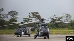 La salida del helicóptero fue retransmitida por la televisión.