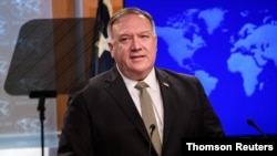 El secretario de Estado de EE.UU., Mike Pompeo, en una conferencia de prensa en el Departamento de Estado, el 2 de septiembre de 2020. 