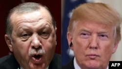 El presidente turco, Recep Tayyip Erdogan (izquierda) y el presidente de EE.UU., Donald Trump, vistos en una foto del 30 de julio de 2018.